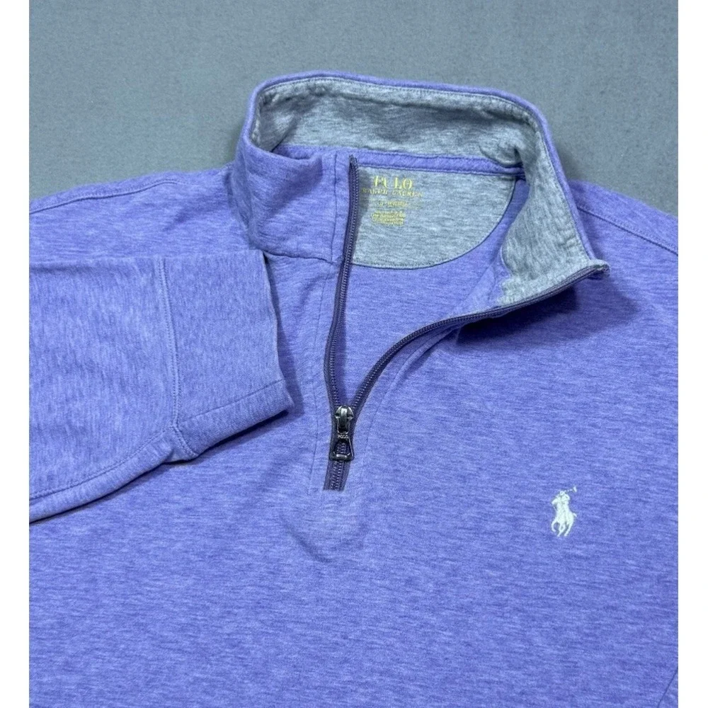 Polo Ralph Lauren 1/4 Zip Pullover Mens L Lavender Athleisure Stretch Normcore